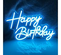 LED Happy Birthday Neon Sign Ice Blue Night Atmosphere Light Bedroom Living Room Decoration Light Birthday Party Surprise USB Power Supply Bedroom Wall Decoration 5V, 16.5 "X11"