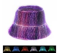 LED Hat Rave Bucket Hat, Light up Crazy Hat 7 Colors Party Hat, Glow in The Dark Party Hat USB Rechargeable Festival Gear