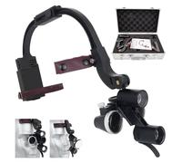 LED Head-Mounted Binocular Loupe, Dental - Adjustable Light Height + Interpupillary Distance, With 1.5X Lens + Filter, For Dentistry, Lab(Black,3.5X)