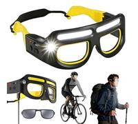 LED Head Torch Glasses with Motion Sensor, 800LM Ultra Bright Safety Eyewear with 5 Modes & Dual Beam, USB C Rechargeable Hands-Free Lighted Glasses for Mechanic, DIY, Night Work, Fishing