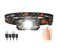 LED Head Torch Rechargeable ,【1 Pack】Super Bright 2000LM Headlamp, 20H Runtime 5+1 Modes Adjustable Headtorch with Motion Sensor, Waterproof Headlight with Red Light for Camping Fishing Cycling Hiking