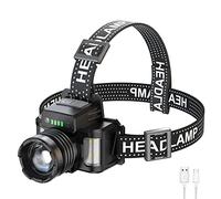 LED Head Torch Rechargeable 10000 Lumens, WESLITE High Powered Head Torches LED Super Bright 3 Modes Long Range Head Spotlight, Telescopic Zoom Headlamp with Red/Blue Light & Power Display for Outdoor