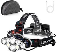LED Head Torch, Rechargeable Super Bright Headlamp , 18000 Lumen Light Flashlight with White Red Lighting 8 Modes Waterproof Headlight for Outdoor Fishing Camping Running Hiking and Working