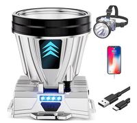 LED Head Torch Rechargeable - Super Bright Rechargeable High Power Headlamp with 3 Lighting Modes - Portable Waterproof LED Headlight for Camping, Hiking, Running, Outoor Sports (White Light)
