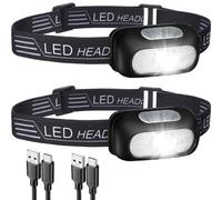 LED Head Torch Rechargeable - Ultra-Bright Compact Headlamp with Memory Function, 5 Modes & Red Light, USB Rechargeable, Lightweight & Waterproof Head Torch for Running, Camping, Work, Outdoor Use