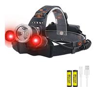 LED Head Torch with 5000 Lumens, Super Bright USB Rechargeable Headlamp, 3 Modes White Red Light Headlight, IPX4 Waterproof Head Lamp for Camping, Hiking, Cycling, Hunting