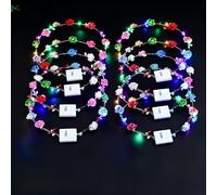 LED headband, 8 floral wreaths, illuminated LED headpiece, suitable for decorating weddings, Halloween, Christmas, and parties as a girl's crown headpiece