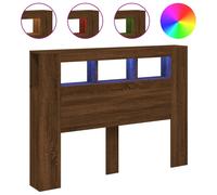 vidaXL LED Headboard Smoked Oak 140x18.5x103.5 cm Engineered Wood (837348), Brown