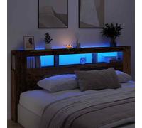 LED Headboard Bed Header Bedroom Storage Bed Headboard Engineered Wood vidaXL [EEK: N/A, A]