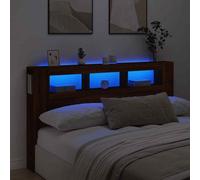 vidaXL Led Headboard Brown Oak 180X18.5X103.5 Cm Engineered Wood, Brown