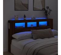 vidaXL Engineered Wood LED Headboard for Bed in Concrete Grey Featuring Customizable Coloured Lighting for Trendy Bedroom Decor