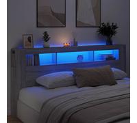 vidaXL LED Headboard Smoked Oak 220x18.5x103.5 cm Engineered Wood