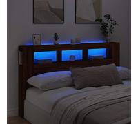 vidaXL LED Headboard for Bed, Engineered Wood, Concrete Grey, Customizable Coloured Lighting
