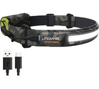 LED Headlamp, Liteband PRO 1000 Lumens Super Bright Head Lamp, Rechargeable Battery Powered Tactical Headlamps, Camping, Running, Hard Hat Light, Best Rated Hands Free Forehead Flashlight, Camo