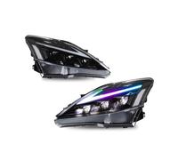 LED Headlights Compatible For Lexus IS350 2006-2013 IS250 IS350C ISF 220d RGB Car Front Lamps Start UP Animation Sequential Light(RGB Clear Black,Right-drive)