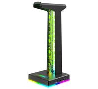 LED Headphone Stand Desk Gaming Headsets Holder Hanger Rack With 2 USB Extension Charging Port Extender Suitable For Game LED Headphone Stand