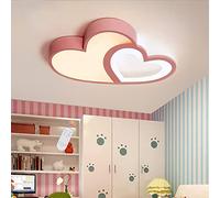 LED Heart Ceiling Light Modern Children's Lamp Boys Girls Bedroom Ceiling Lamp Dimmable with Remote Control Acrylic Shade Living Room Dining Room Children's Room Pendant Light Cartoon Design,Pink