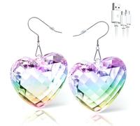 LED Heart Earrings - 16 Light Modes, Rechargeable Disco Party & Rave Accessories