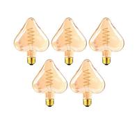 Led Heart Shape 4W E27 Led Spiral Filament Non-Dimmable Warm White 2700K Amber Glass 450Lmn Decorative Light Bulb - 5 Pack