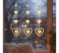 LED Heart Shaped Fairy Light,Valentines Window Lights,Battery Powered Love Window Hanging Light with Suction Cups,for Heart Shaped Curtain Lights Valentine Window Garden Patio Decorations