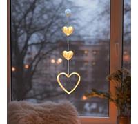 LED Heart Shaped Fairy Light,Valentines Window Lights,Battery Powered Love Window Hanging Light with Suction Cups,for Heart Shaped Curtain Lights Valentine Window Garden Party Patio Decorations