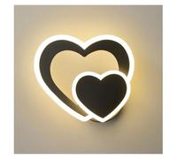 LED Heart-Shaped Wall Lamp, Simple Nordic Love Wall Lamp, Creative Bedroom, Living Room, Corridor, Background Wall, Bedside Lamp(Black,Left) (Black Left)