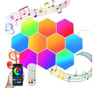 LED Hexagon Gaming Wall Light 14 Pieces Hexagon RGB Panel - Hexagon Honeycomb Wall Light Music Sync Decoration Hexa Wall Lighting Smart Hexagonal Gamer Room Decoration Modular Lamp