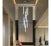 Led High Ceiling Chandelier Modern with Remote Control 9 Lights Long Foyer Chandeliers for High Ceilings Dimmable Pendant Light Fixture for Entryway Staircase Foyer Hallway Living Room Hanging Lamp(Bl