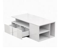 Led High Gloss Coffee Table With 2 Push Latch Open Drawers