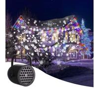 LED Holiday Projector Light with 18 Patterns,Christmas Snowflake Projector Lights Outdoor,3D Dynamic Xmas Moving Rotating Snowflakes Projectors Lights,Waterproof LED Projectors for Xmas (Snowflakes)