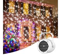 LED Holiday Projector Light with 18 Patterns, Christmas Snowflake Projector Lights Outdoor, USB LED Christmas Decoration Lights, Waterproof Projection Light for Xmas Party Garden Decorations (White)