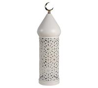 LED Hollow Iron Lantern Candlestick Handicraft Light Ramadan Ornament Lamp (L)