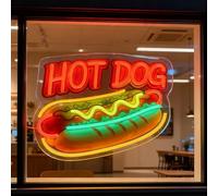 LED Hot Dog Sign, Light Up Hot Dog Neon Sign for Restaurant Fast food Snack Bar Party Kitchen Man Cave Bedroom Wall Decor, USB Power & Dimmable