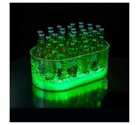 LED ice Bucket Large Capacity LED Acrylic Ice Buckets，with Rechargeable，for Wedding(Green)