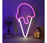LED Ice Cream Neon Signs Ice Cream Neon Light Cute Neon Night Lights Room Decor Light Battery or USB Powered Art Decorative Lights Indoor for Summer Party Home Bedroom Office Dorm Kid Children Gift