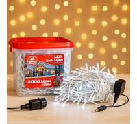 LED Icicle Lights 2000 White - Outdoor & Indoor Christmas String Lights with Plug - Waterproof Holiday Decoration for Homes, Roofs & Gardens - Energy Efficient Festive Lighting