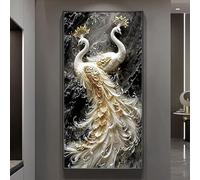 LED Illuminated 3D Peacock Wall Art with Metal Frame, Plug-in Power, for Hotel Lobby Living Room Bedroom Decoration