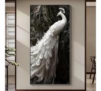 LED Illuminated 3D Peacock Wall Art with Metal Frame, Plug-in Power, for Hotel Lobby Living Room Bedroom Decoration