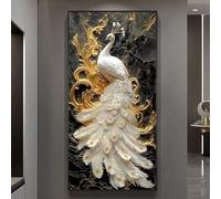 LED Illuminated 3D Peacock Wall Art with Metal Frame, Plug-in Power, for Hotel Lobby Living Room Bedroom Decoration