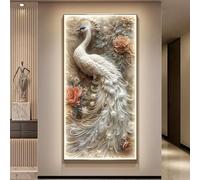 LED Illuminated 3D Peacock Wall Art with Metal Frame, Plug-in Power, for Hotel Lobby Living Room Bedroom Decoration