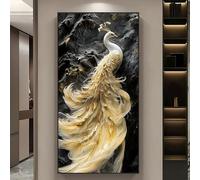 LED Illuminated 3D Peacock Wall Art with Metal Frame, Plug-in Power, for Hotel Lobby Living Room Bedroom Decoration