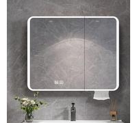 LED Illuminated Aluminum Bathroom Mirror Cabinet, Narrow Wall-Mounted Storage with Anti-Fog, Modern Design with Touch Switch and Shelf, Stylish Bathroom Storage Solution.