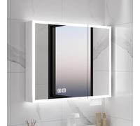 LED Illuminated Aluminum Medicine Cabinet with Mirror Modern Wall-Mounted Bathroom Mirror with Integrated Shelf and Light Stylish Vanity Storage Solution