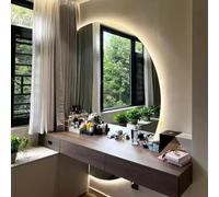 LED Illuminated Anti-Fog Half-Moon Wall Mirror, Frameless, 70 x 110 cm, 3 Color Options, Dimmable, Irregular Makeup Mirror for Stylish Dressing Rooms