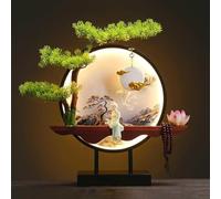 LED Illuminated Artificial Bonsai Tree, Zen Decorative Faux Plant for Home Office Desk, Book Shelf, Modern Housewarming Gift