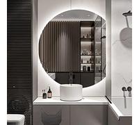 LED Illuminated Bathroom Mirror Smart Makeup Mirror Wall-mounted Half-Circle Backlit Cosmetic Mirror with Left Cut Design Artful LED Lighted Vanity Mirror