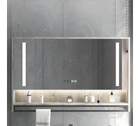LED Illuminated Bathroom Mirror with Anti-Fog Button, Elegant Makeup Mirror with Storage, Gray 60x12x75 cm - Perfect for Modern Bathrooms