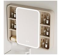 LED Illuminated Bathroom ty Cabinet with Touch Switch Anti-Fog Mirror Cosmetic Storage Aluminum Frame Modern Design for Elegant Bathroom nization