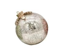 LED Illuminated Christmas Ball Ornament With Auto Off Timer 6x6Inch For Shelves Tables Desks Snowflake Metal Accent Ornament
