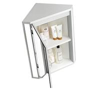 LED Illuminated Corner Bathroom Mirror Cabinet Space Saving Wall Mounted Storage with Built in Lights Modern Vanity Mirror for Small Bathrooms